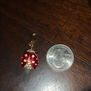 Ladybug zipper pull w/clear crystal/red epoxy